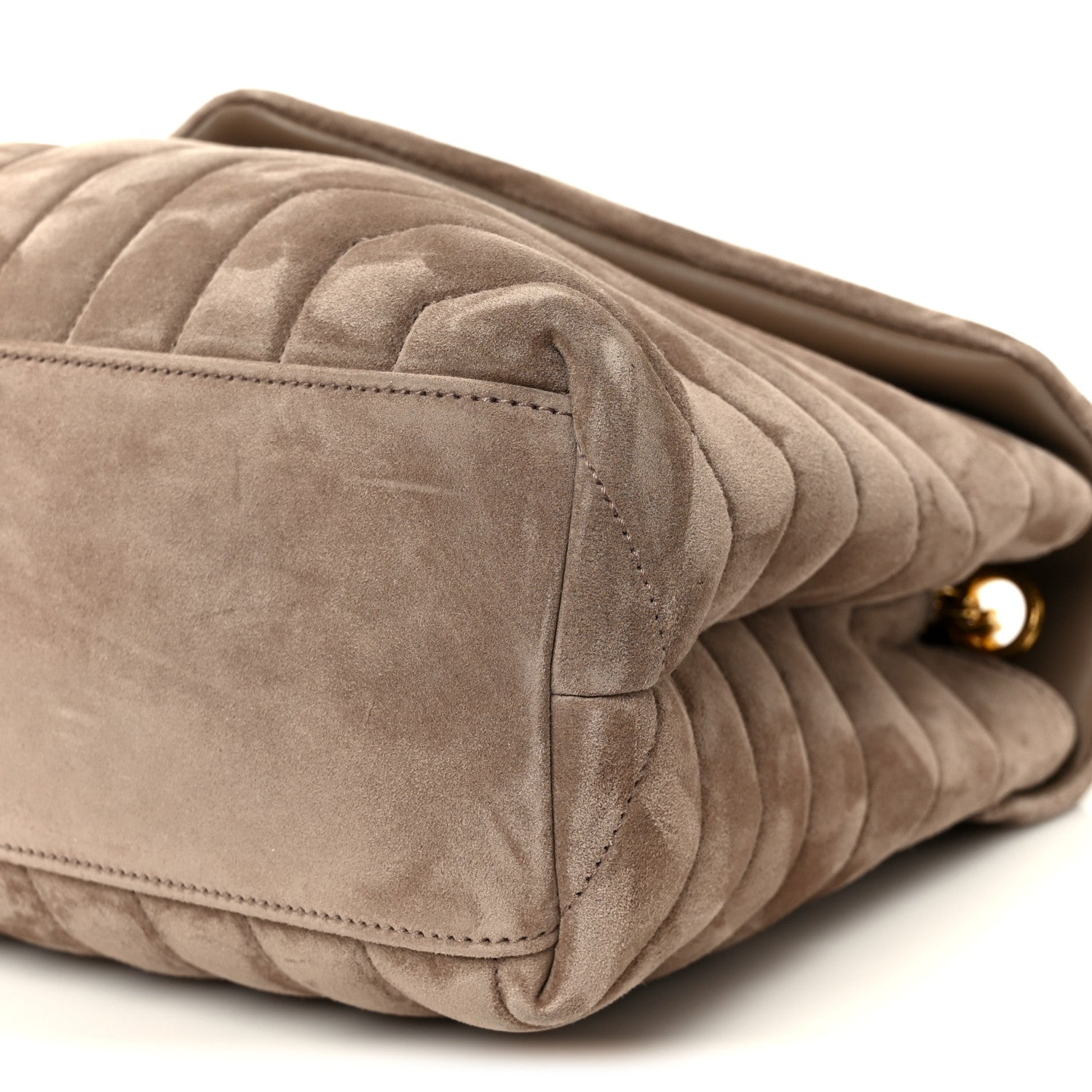 Suede Y Quilted Monogram Medium Loulou Chain Satchel Taupe