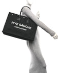 Linen Calfskin Rive Gauche Tote Black