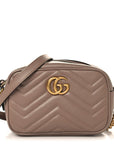 Calfskin Matelasse Mini GG Marmont Chain Shoulder Bag Porcelain Rose