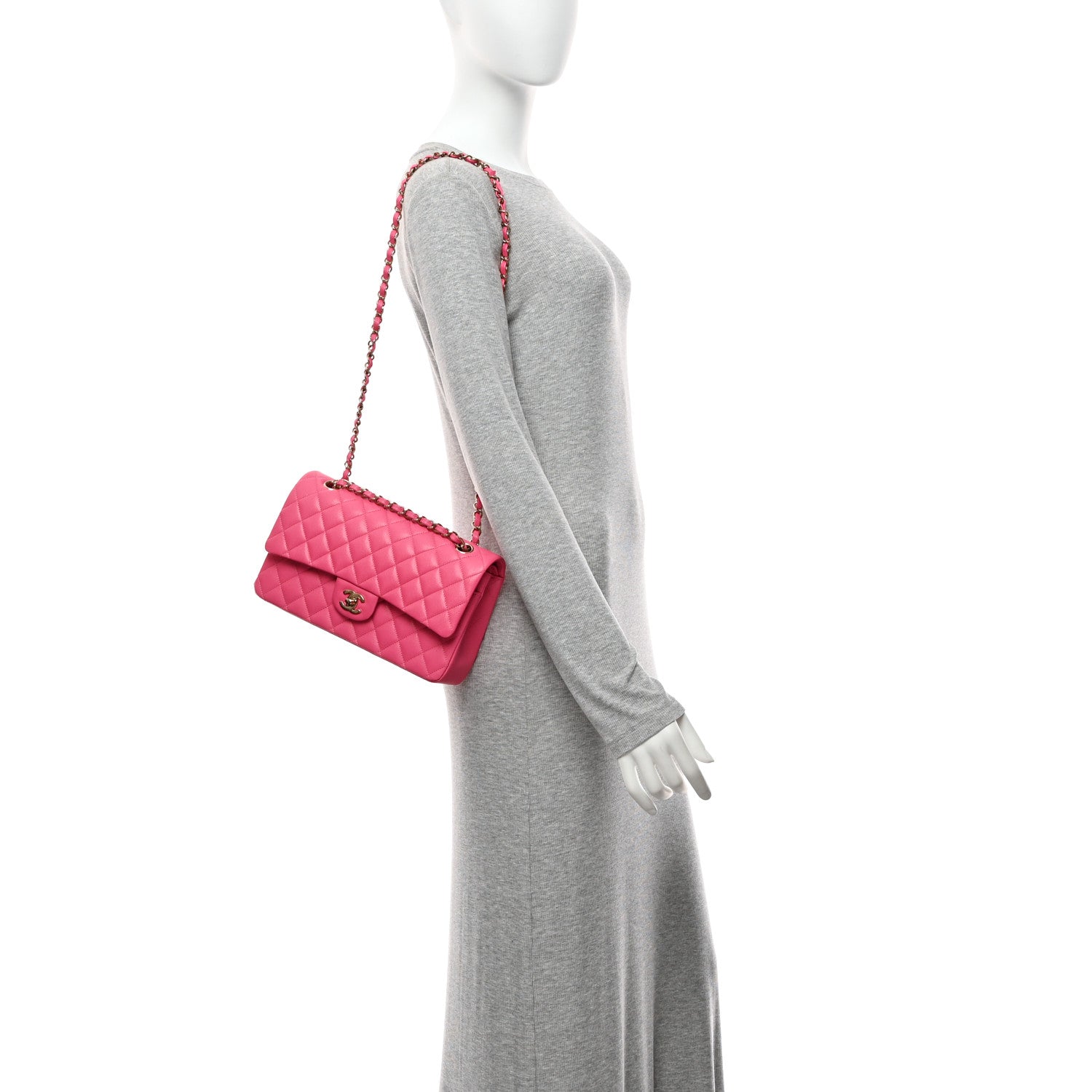 Caviar Quilted Medium Double Flap Pink