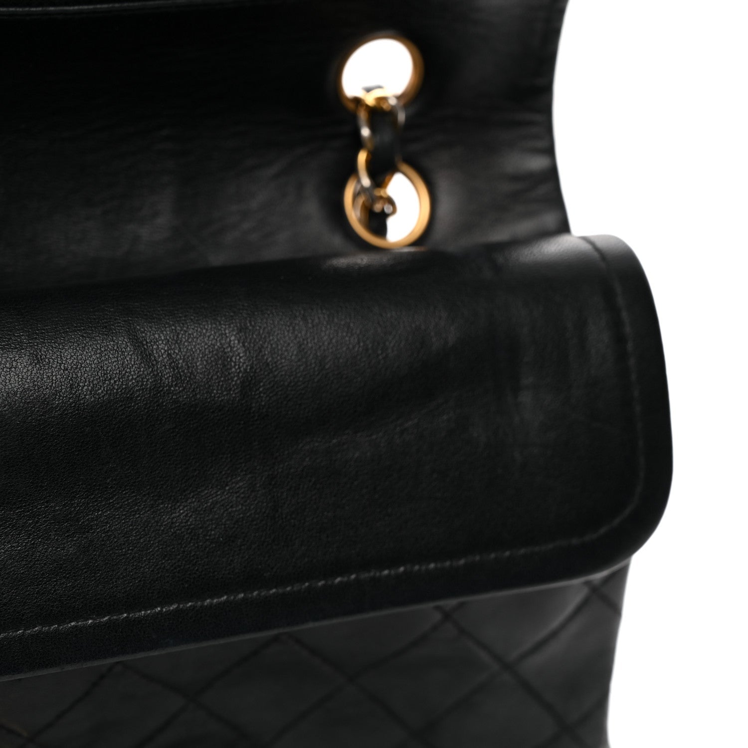 Lambskin Quilted Medium Double Flap Black