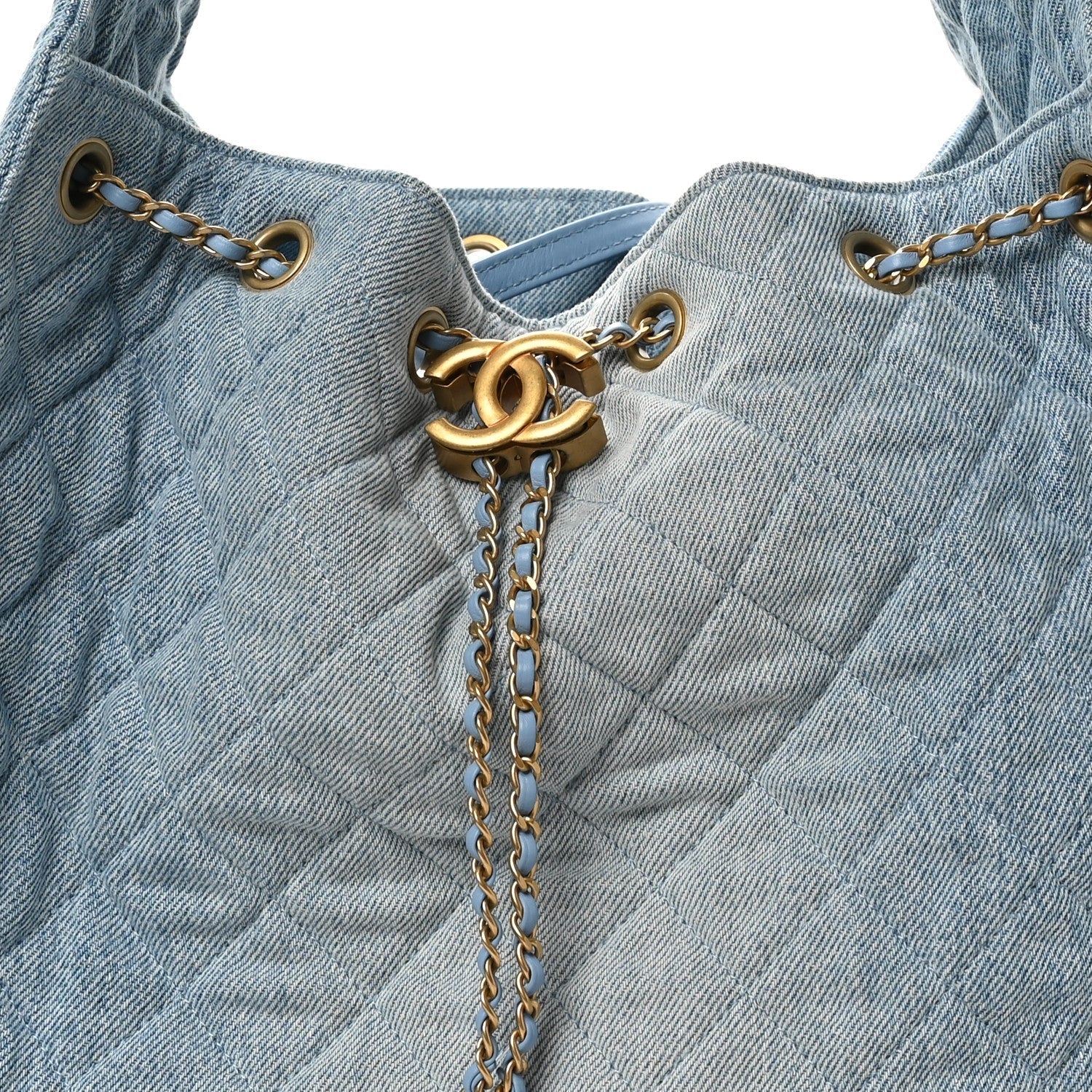 Washed Denim Quilted Medium CHNL 25 Handbag Blue