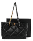 Lambskin Quilted CHNL 19 East West Shopping Bag Black