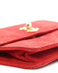 Suede Quilted Mini Square Flap Red