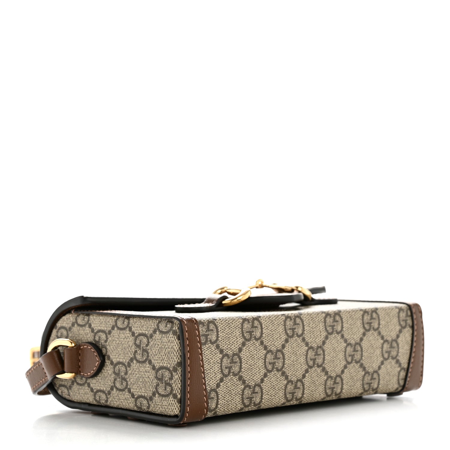 GG Supreme Monogram Mini Horsebit 1955 Shoulder Bag Beige Brown Sugar