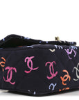 Printed Fabric Quilted Mini Rectangular Flap Black Pink Blue Yellow Orange