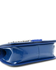 Patent Calfskin Quilted Medium Plexiglass Boy Flap Blue