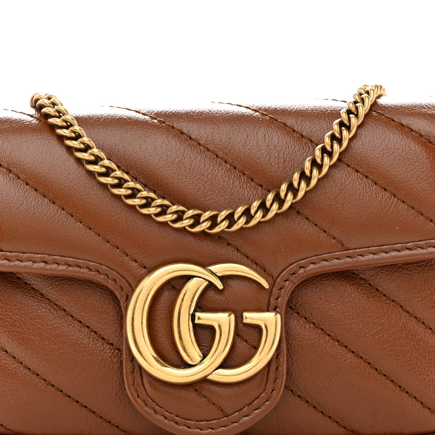 Azalea Calfskin Matelasse Diagonal Super Mini GG Marmont Shoulder Bag Cuir
