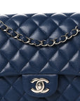 Caviar Quilted Medium Double Flap Navy