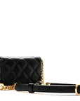 Lambskin Quilted Enamel Mini Belt Bag Black