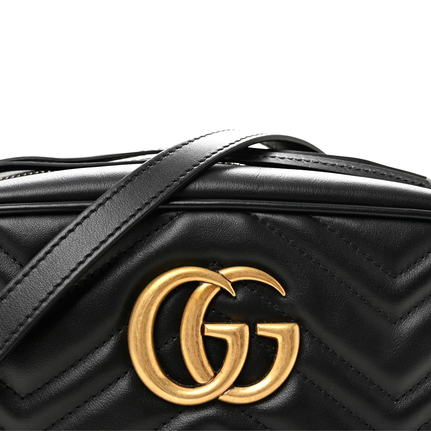 Calfskin Matelasse Small GG Marmont Chain Shoulder Bag Black