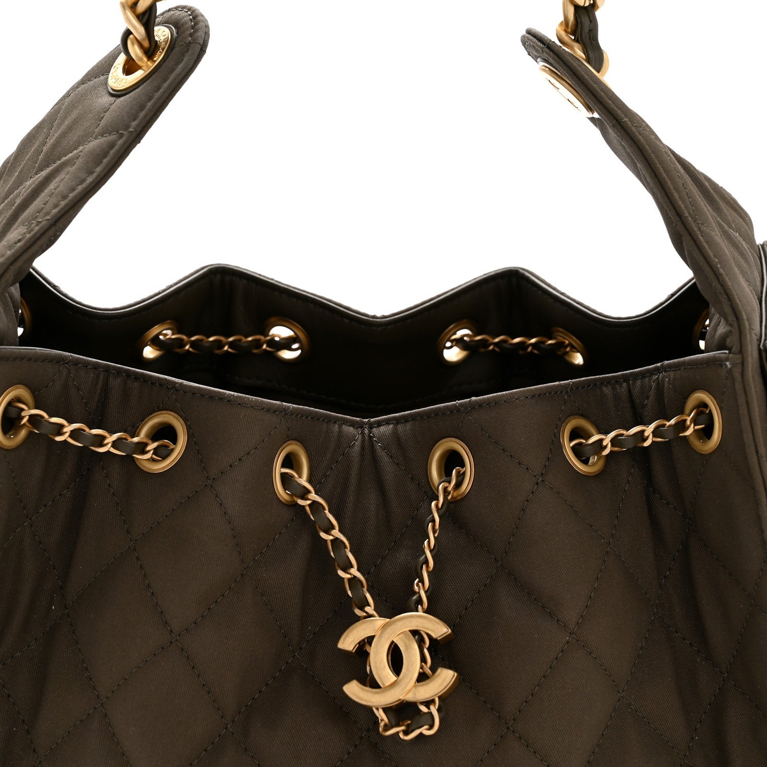 Canvas Quilted Small CHNL 25 Handbag Khaki