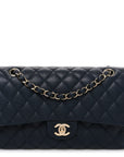 Caviar Quilted Medium Double Flap Navy