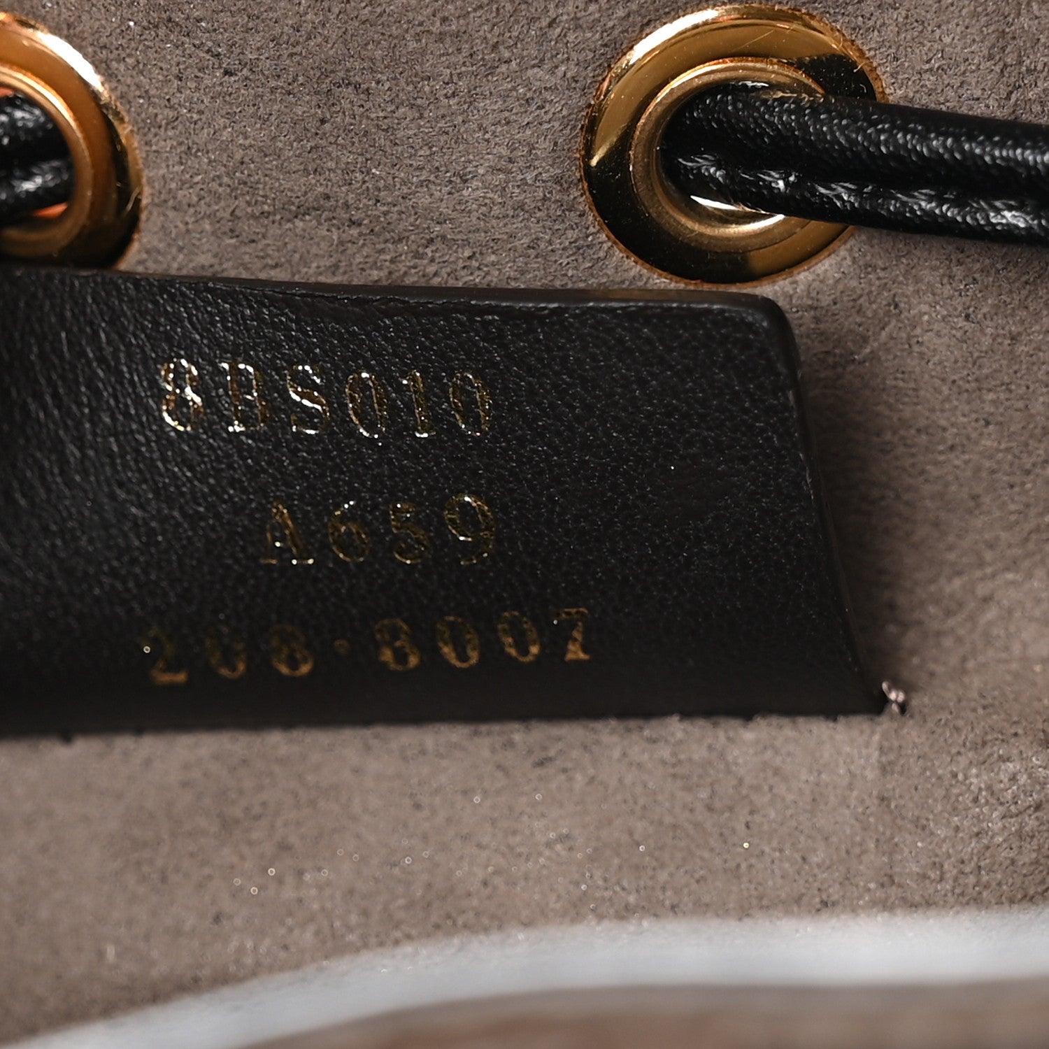 Vitello Liberty F is FNDI Bi-Color FF 1974 Embossed Mini Mon Tresor Bucket Bag Maya Black