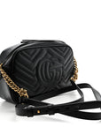 Calfskin Matelasse Small GG Marmont Chain Shoulder Bag Black