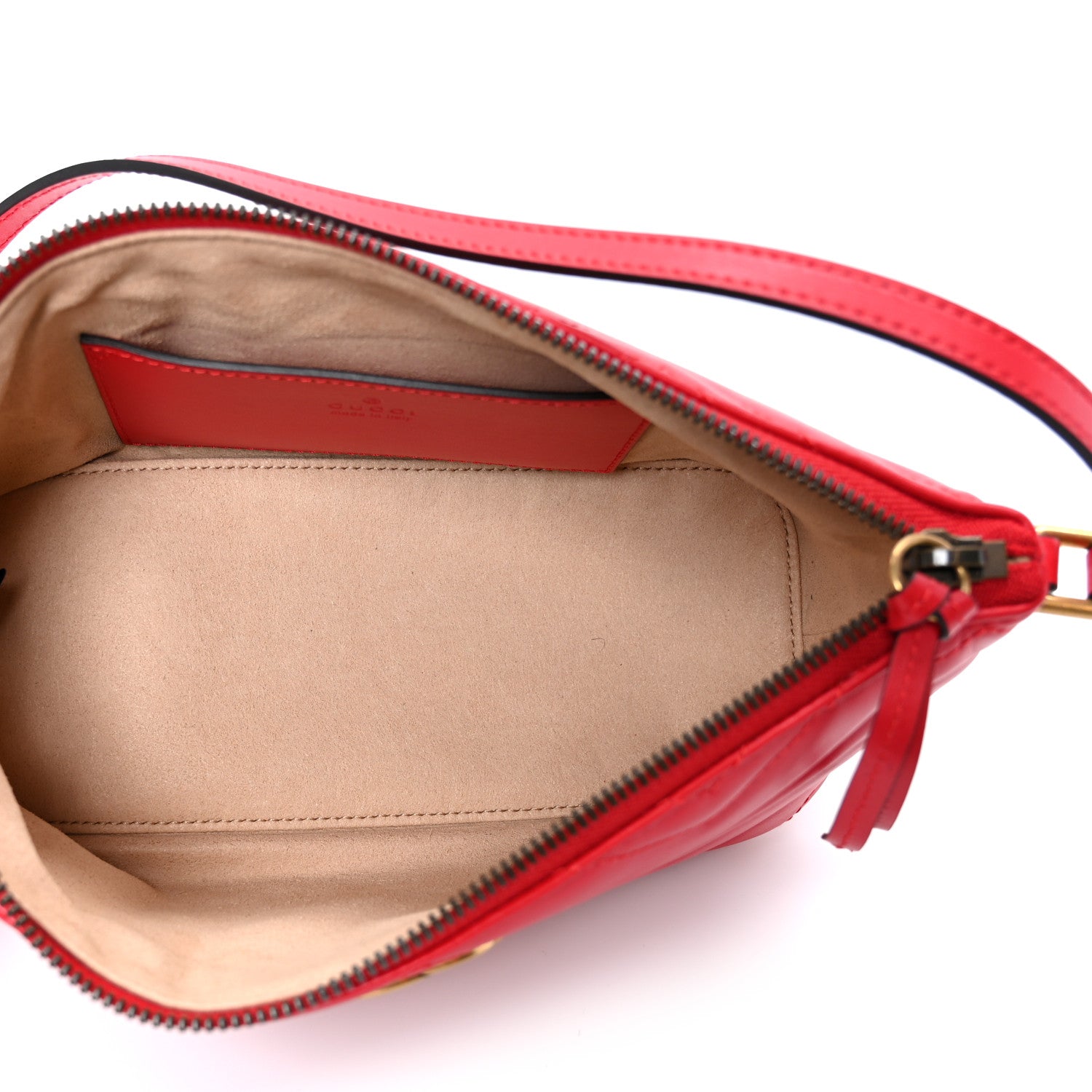 Calfskin Matelasse Chevron GG Marmont Sling Shoulder Bag Rosso