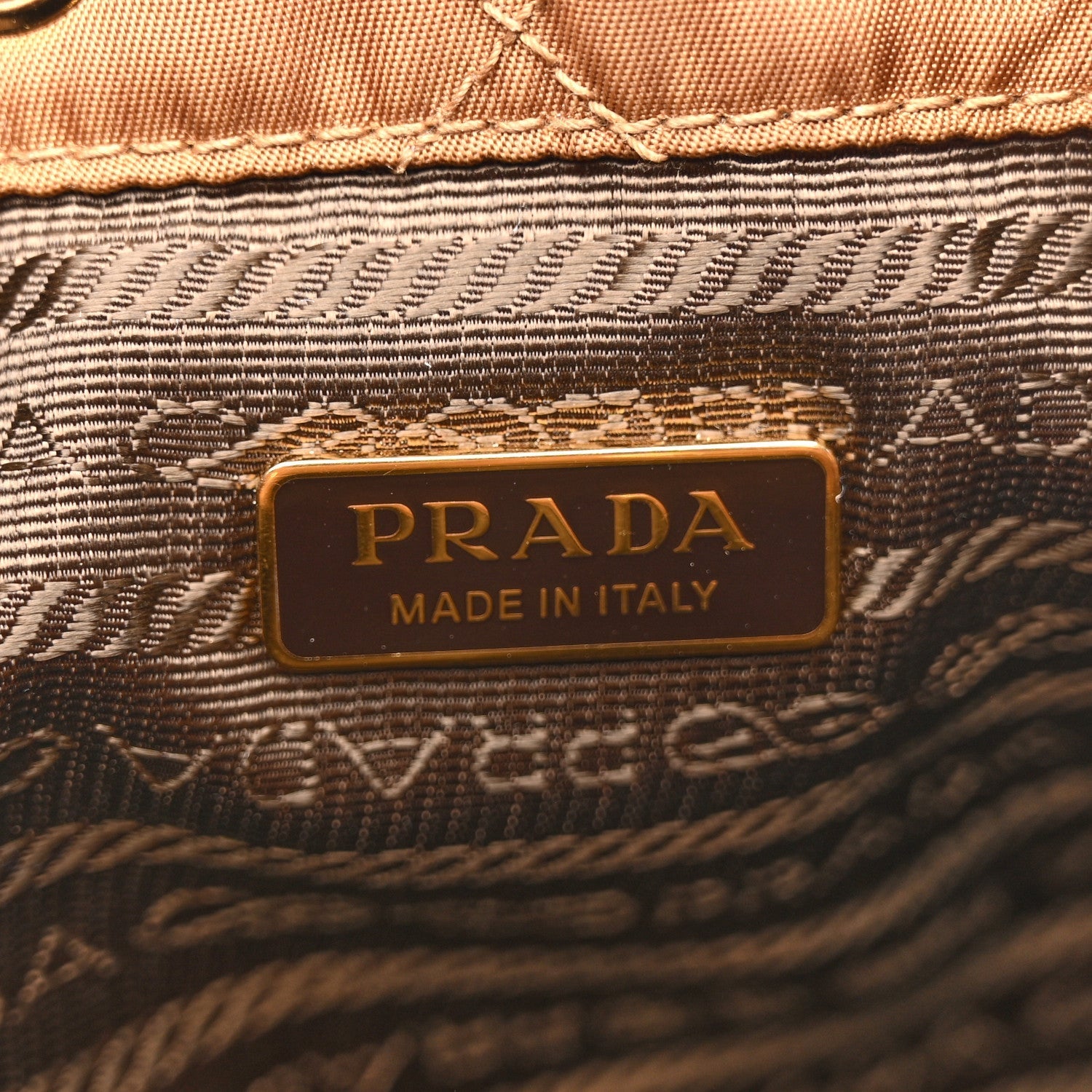 Re-Nylon Saffiano Stitched Re-Edition 1995 Chaine Drawstring Bucket Bag Brandy
