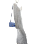 Tweed Quilted Mini Rectangular Flap Blue White