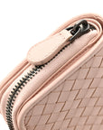 Nappa Intrecciato Small Bi-Fold Zip Wallet Pink