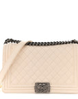 Calfskin Quilted New Medium Boy Flap White