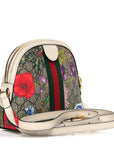 GG Supreme Monogram Flora Web GG Small Ophidia Dome Shoulder Bag White