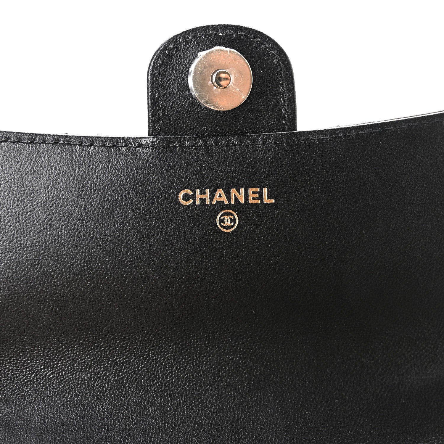 Lambskin Quilted Flap Phone Holder With Chain Black