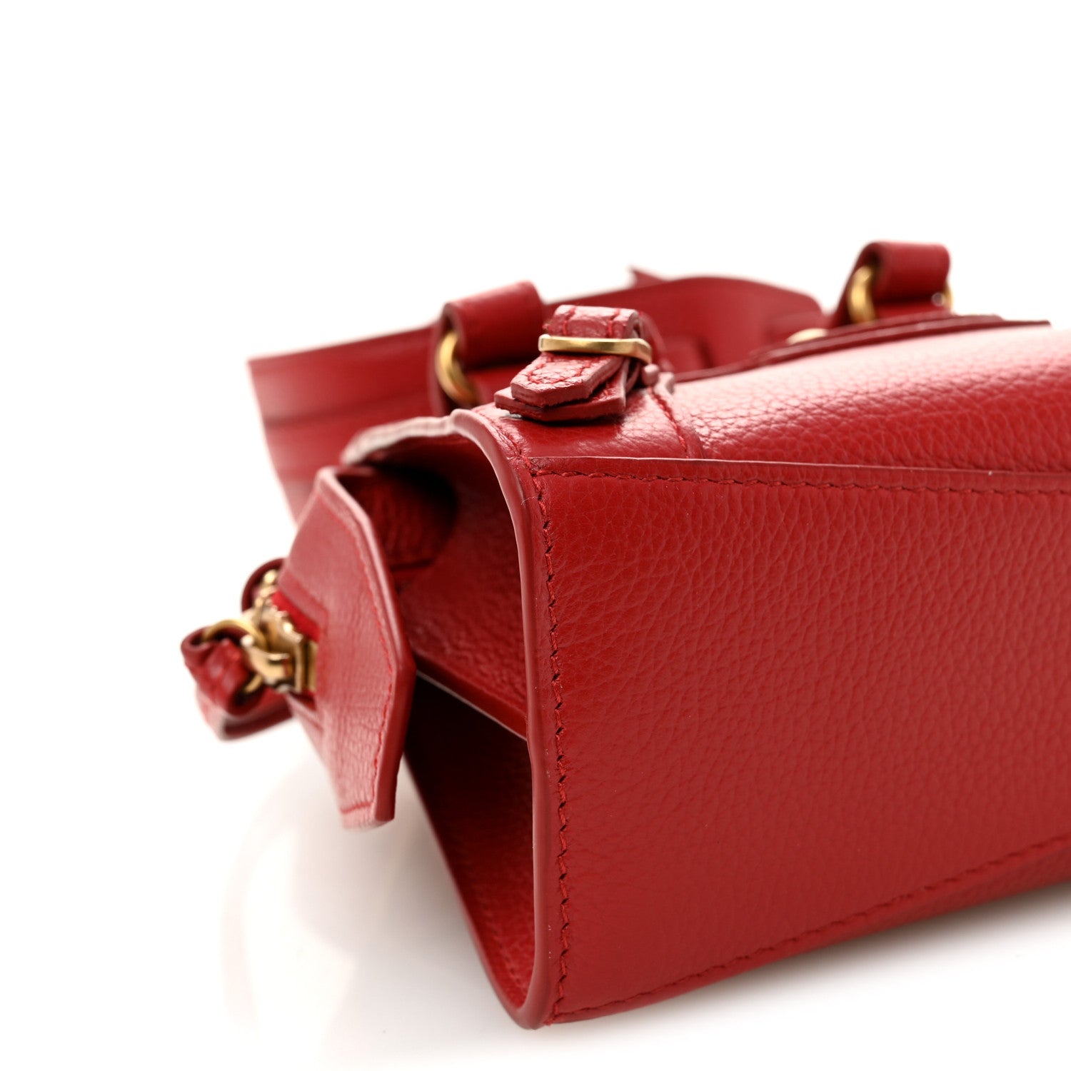 Grained Calfskin Neo Classic Gold Hardware Nano City Crossbody Medium Red