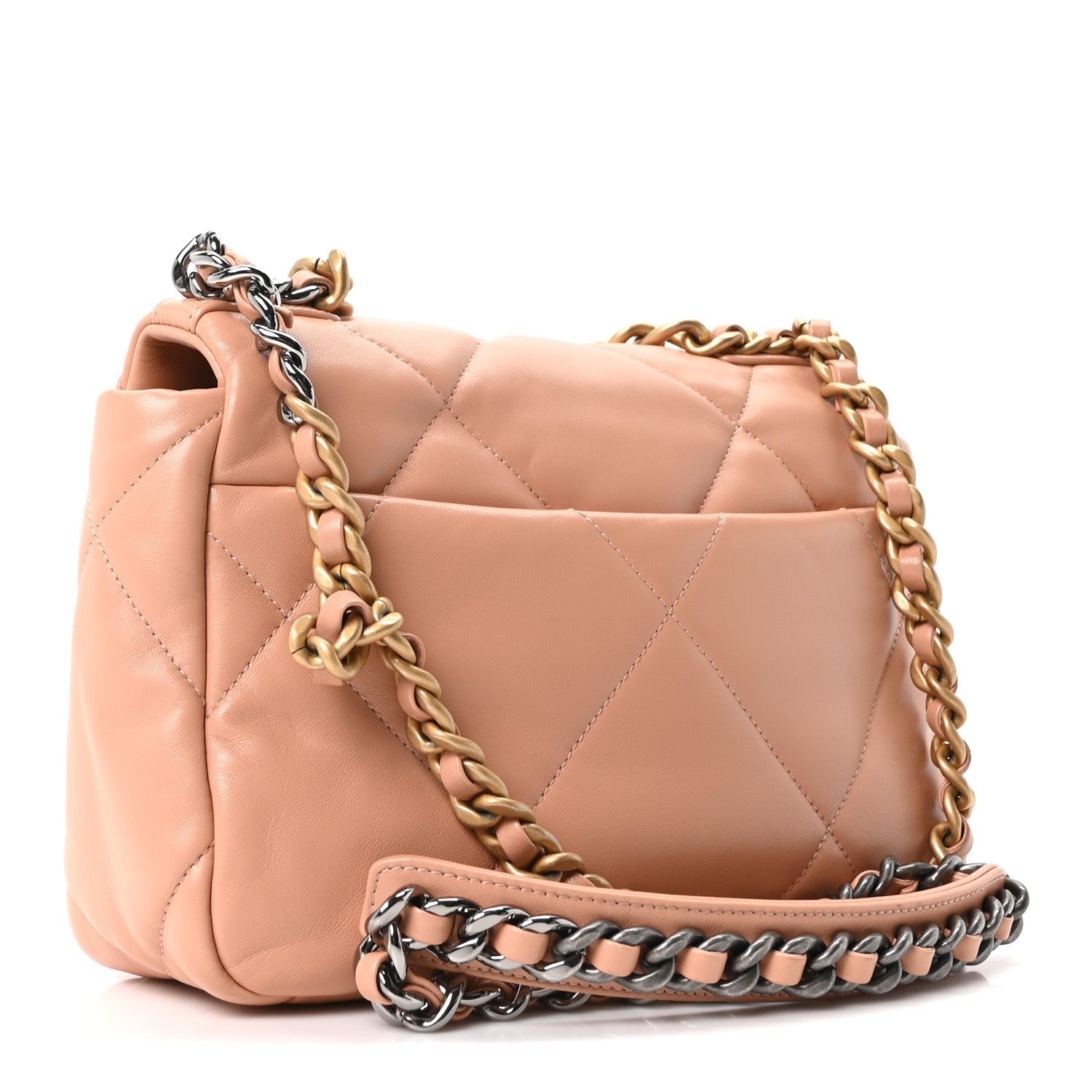 Lambskin Quilted Medium CHNL 19 Flap Beige