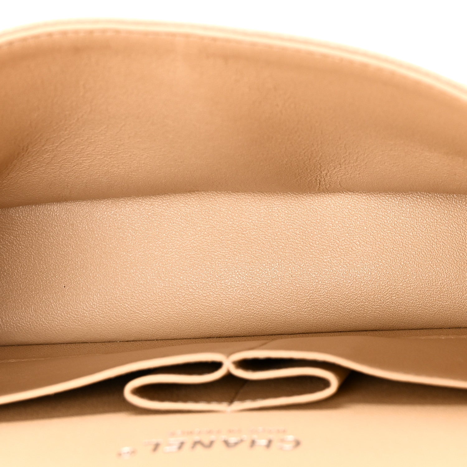 Caviar Quilted Medium Double Flap Beige