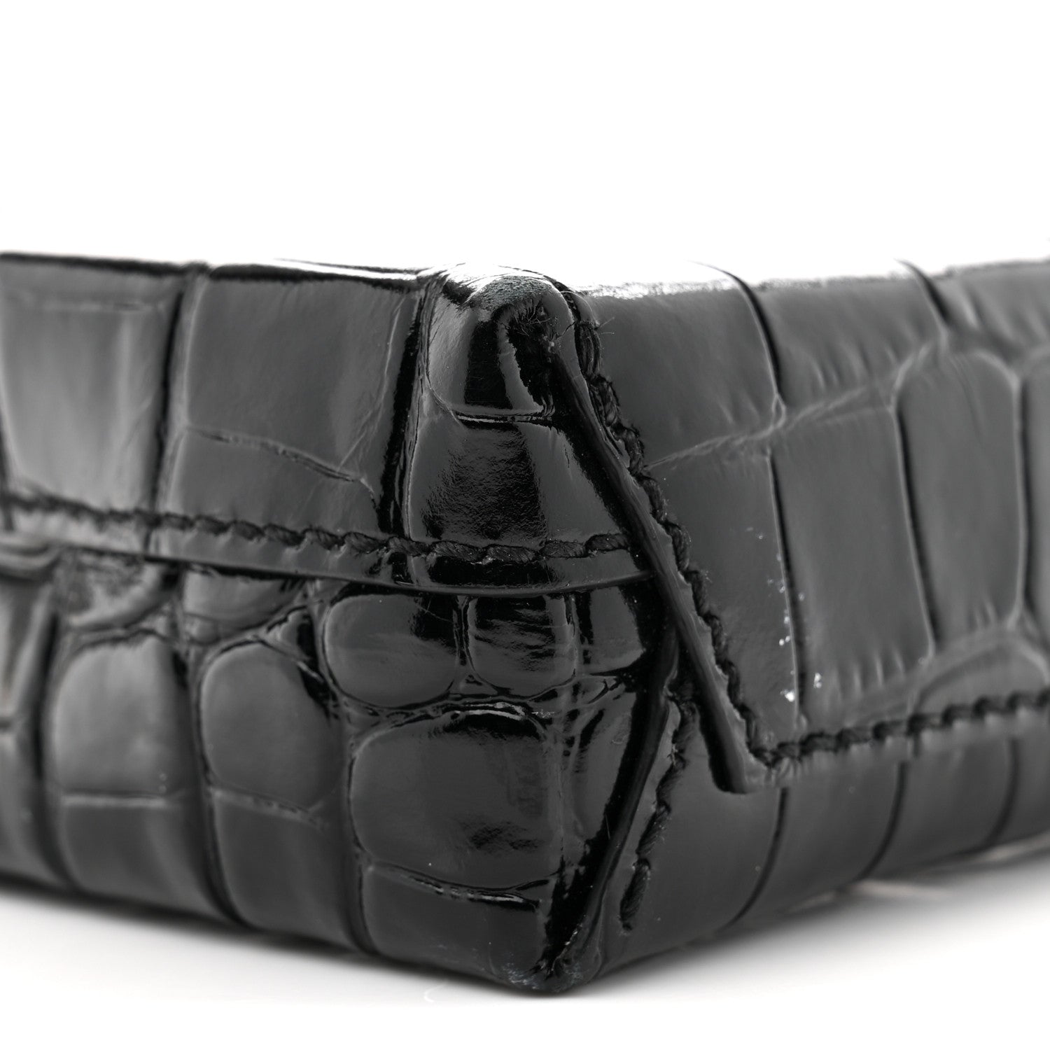 Calfskin Crocodile Embossed Logo Shopping Phone Holder Bag Black