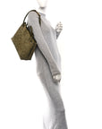 Suede Intrecciato Medium Andiamo Shoulder Bag Mud
