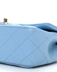 Lambskin Quilted Mini Rectangular Flap Light Blue