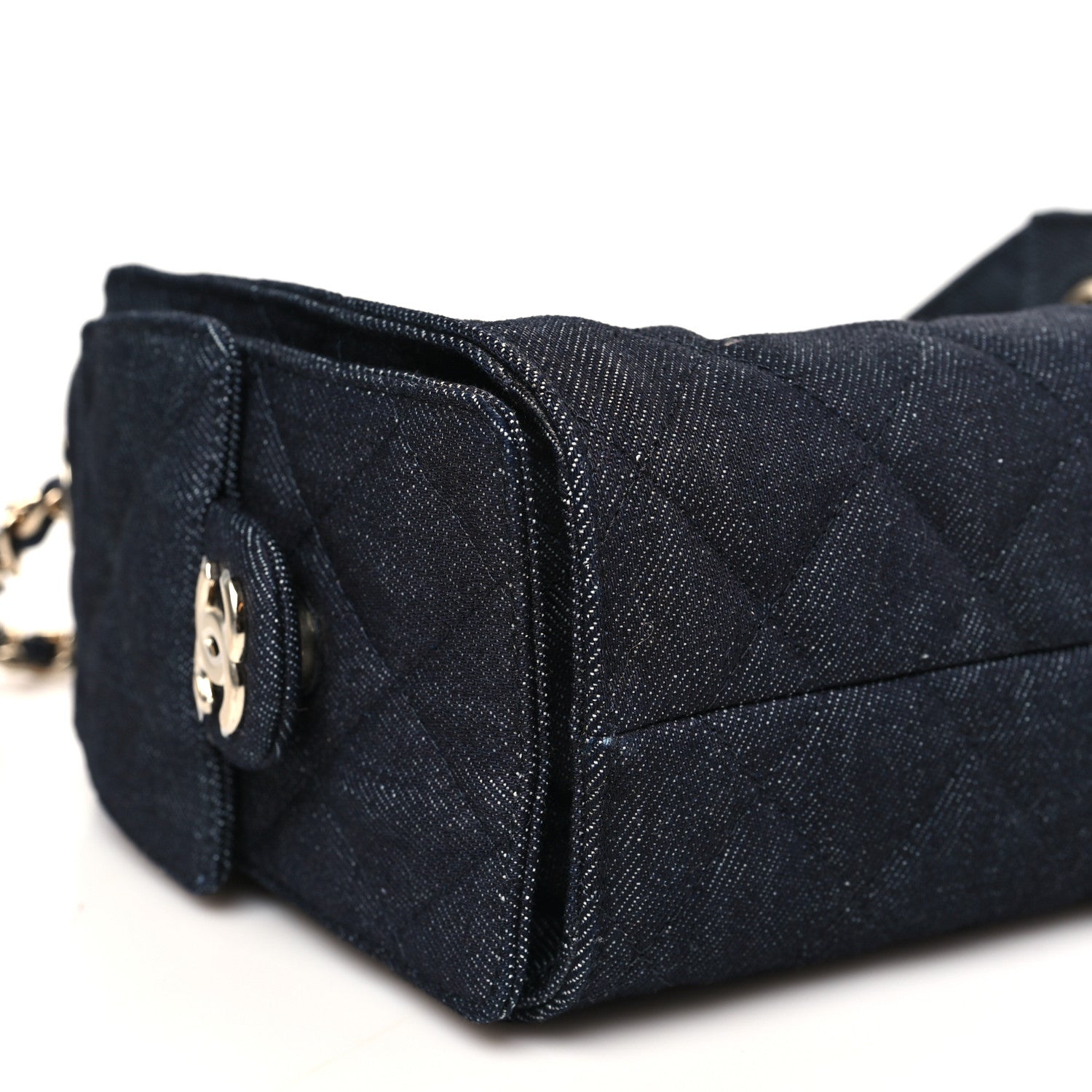 Denim Quilted Mini CHNL 25 Handbag Dark Blue