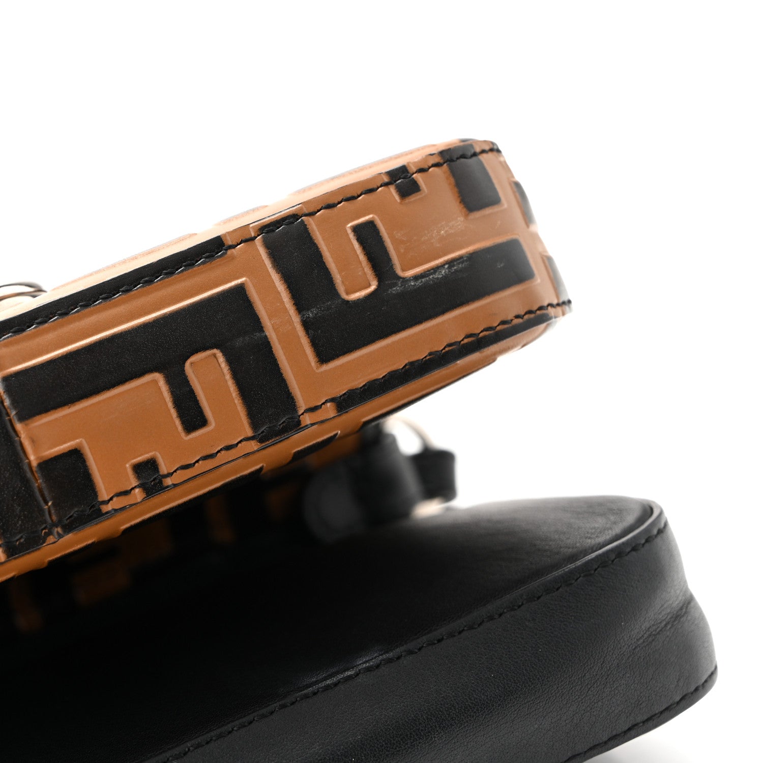 Vitello Dolce F is FNDI FF Embossed Micro Double Baguette Tobacco Black