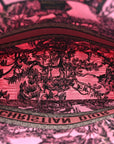 Canvas Embroidered Large Toile de Jouy Voyage Book Tote Fuchsia Multicolor