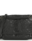Crinkled Calfskin Matelasse Monogram Medium Niki Chain Satchel Storm