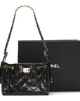 Shiny Crumpled Quilted Mini CHNL 25 Handbag Black