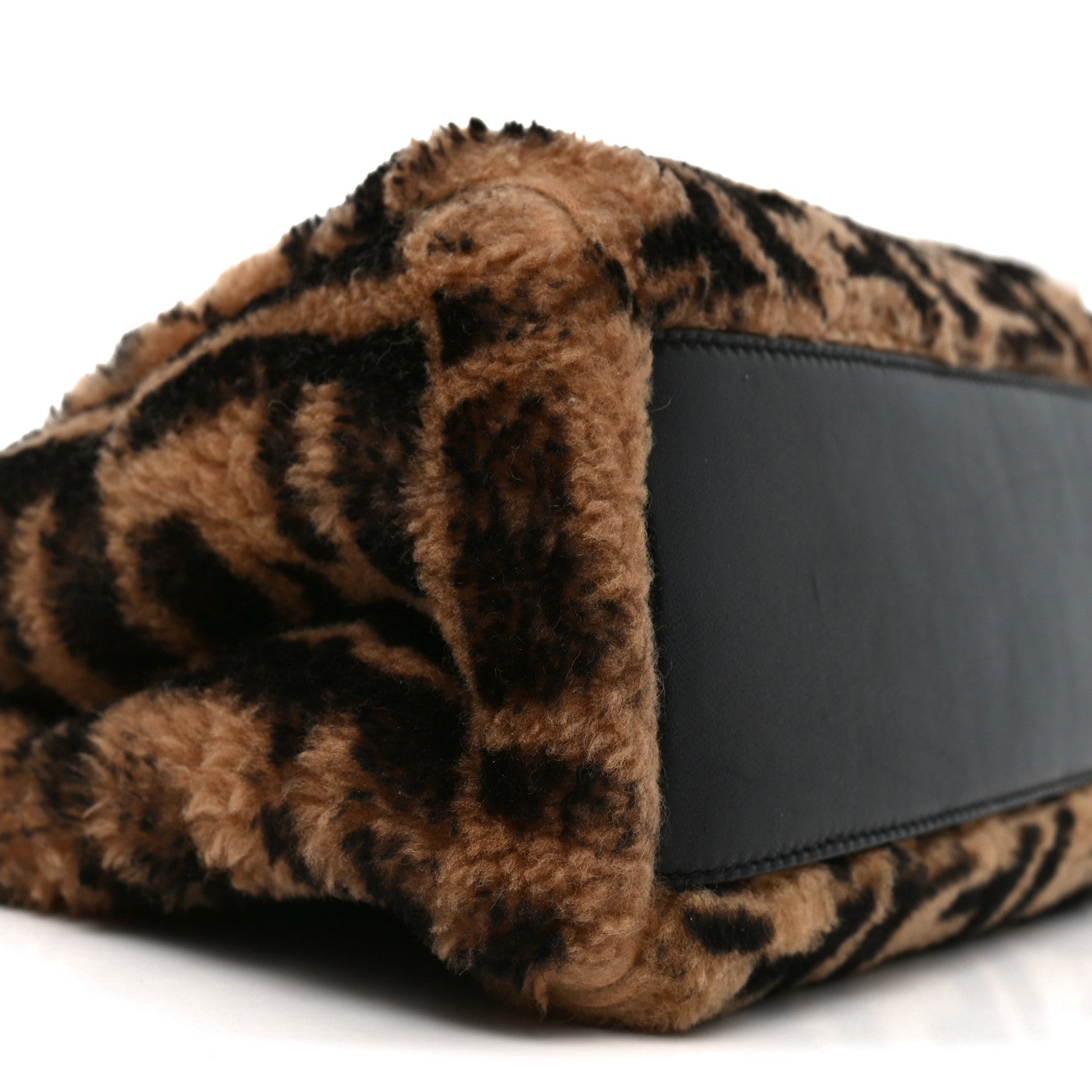 Shearling Nappa Macro FF 1974 Mini Peekaboo Iconic Satchel Tobacco Black