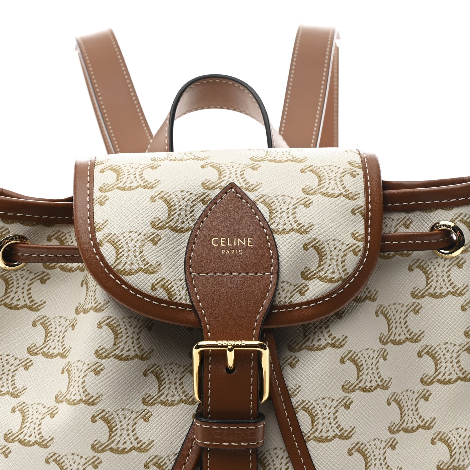 Triomphe Canvas Calfskin Mini Folco Backpack White