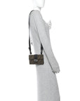 Recycled Fabric Jacquard Vitello Grace FF 1974 Baguette Belt Pouch Tobacco Moro Black