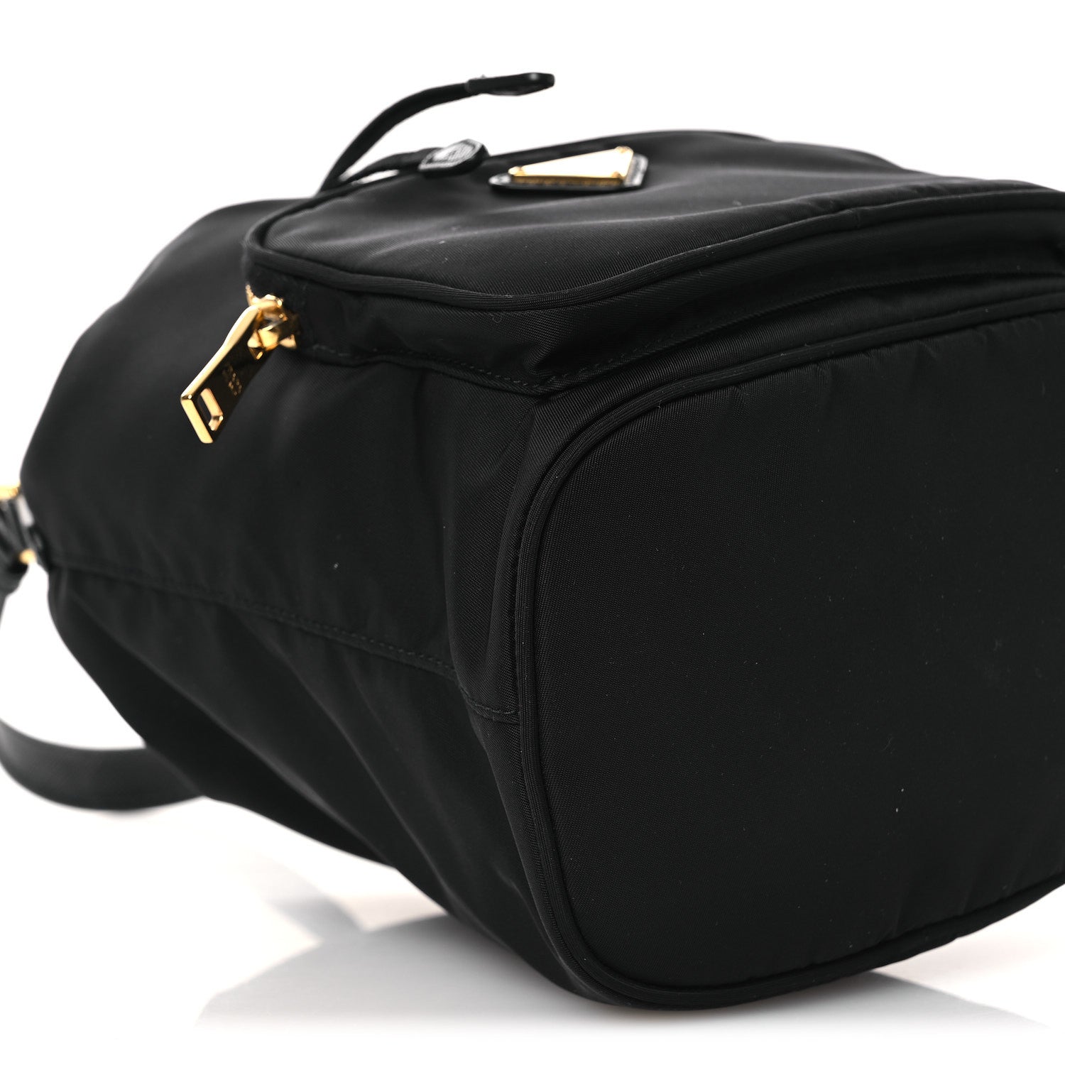 Nylon Vela Saffiano Mini Bucket Crossbody Bag Black