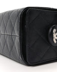 Metallic Caviar Quilted Mini CHNL 25 Handbag Dark Blue