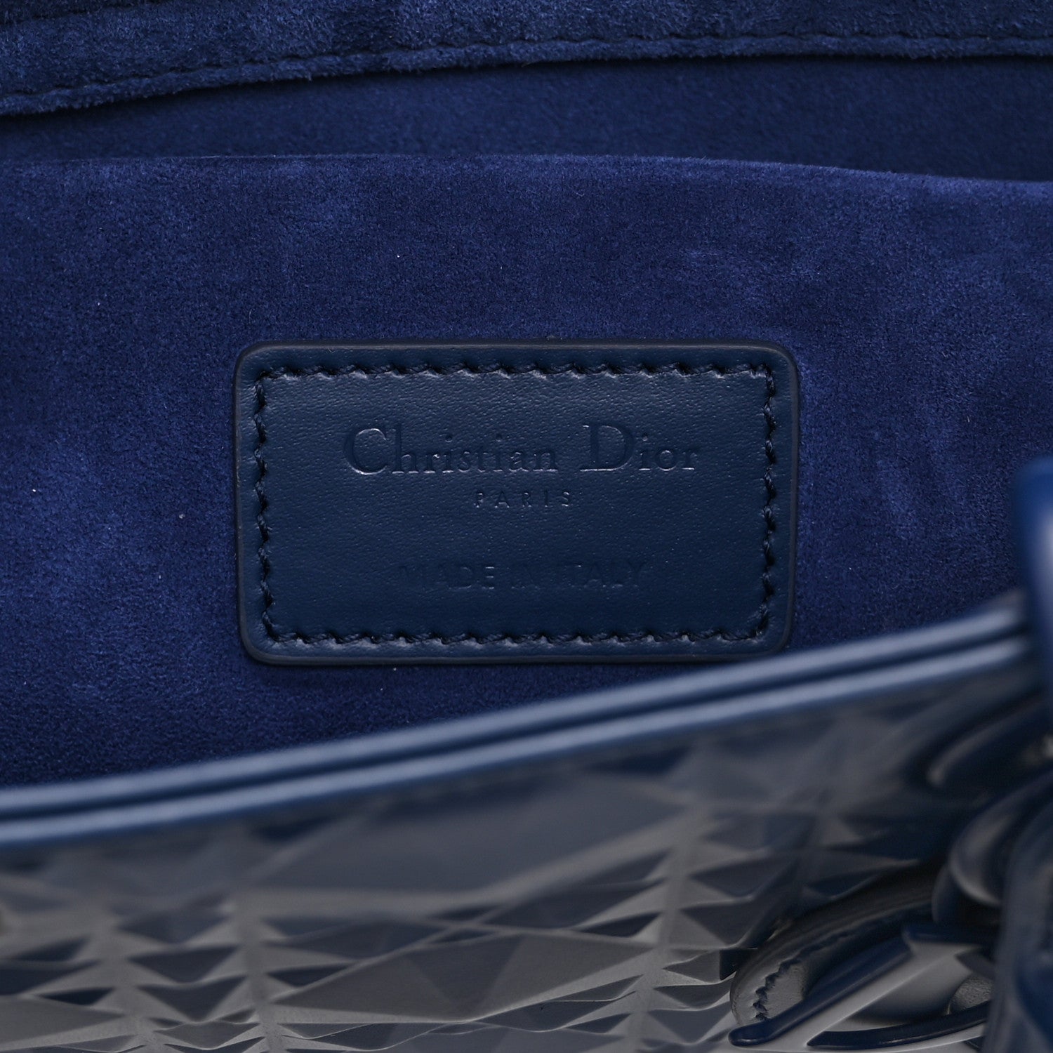 Calfskin Cannage Diamond Medium Lady D-Joy Navy Blue