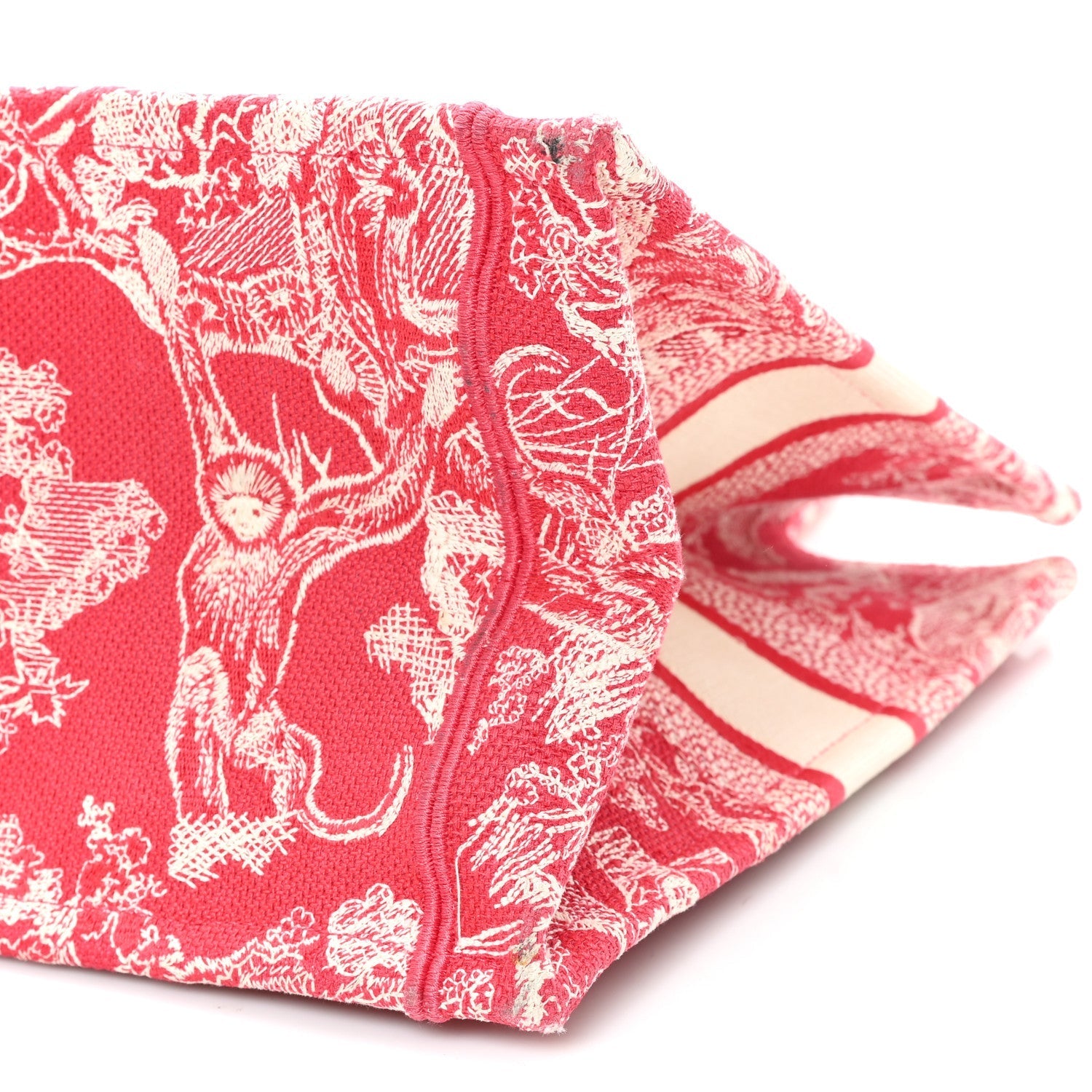 Canvas Embroidered Medium D1ORiviera Toile De Jouy Book Tote Raspberry