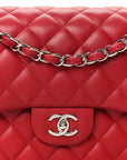 Caviar Quilted Jumbo Double Flap Dark Red