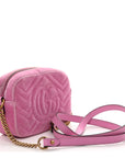 Velvet Matelasse Marquise Crystals Mini GG Marmont Chain Shoulder Bag Malva
