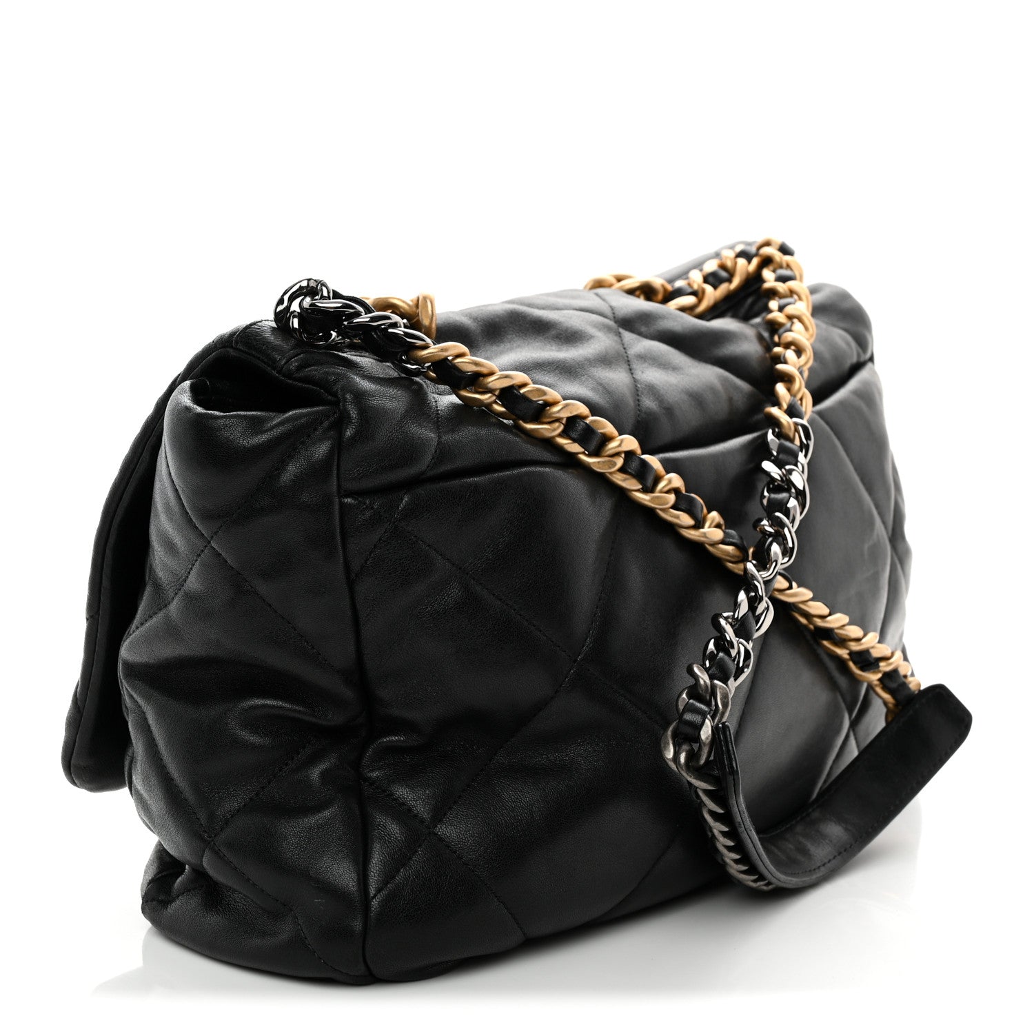 Goatskin Quilted Maxi CHNL 19 Flap Black