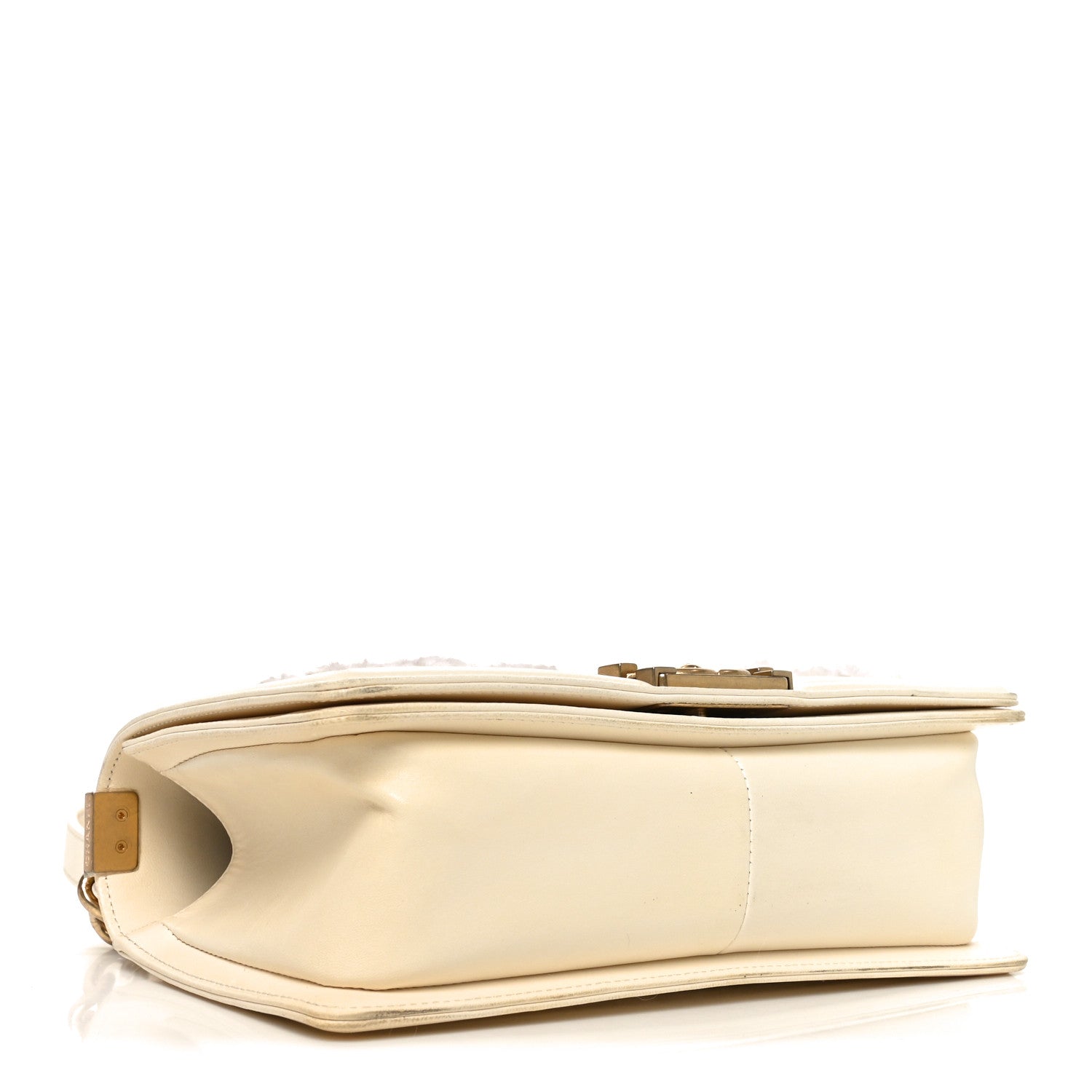 Lambskin Tulle Embroidered Medium Boy Flap White