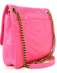 Crinkled Calfskin Matelasse Monogram Medium Niki Chain Satchel Rose Glow