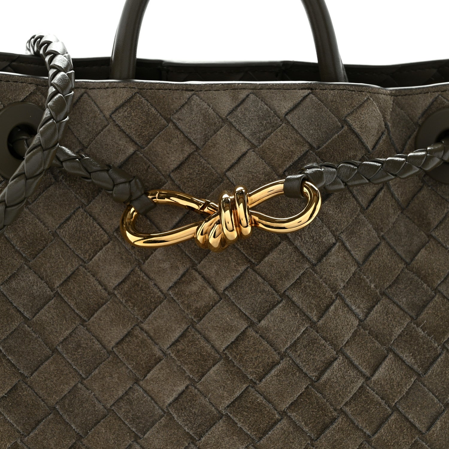 Suede Intrecciato Small Andiamo Shoulder Bag Cypress